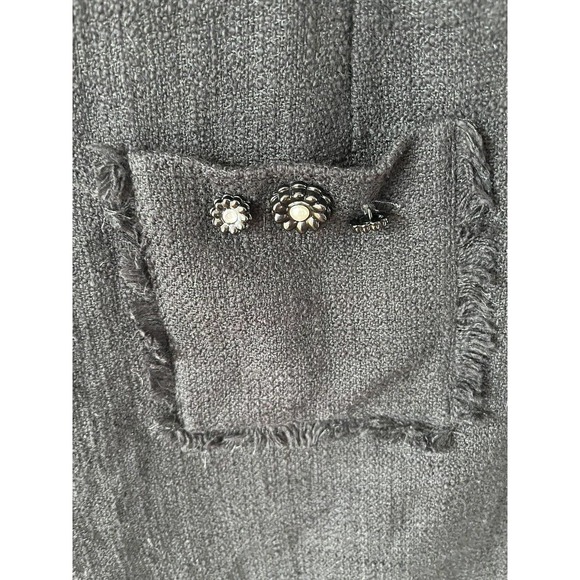 Karl Lagerfeld Black Tweed Fringe Knee Length Sheath Pocket Dress Womens Size 12 - Picture 5 of 7